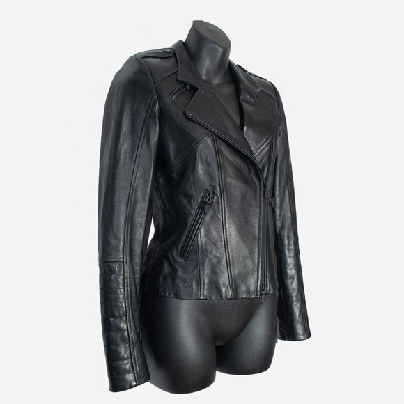 Danier Black Leather Biker Jacket 3XS - Picture 2 of 7